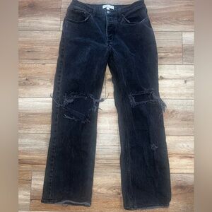 Abercrombie & Fitch Black Distressed 90s Baggy Low Rise Size 29/8